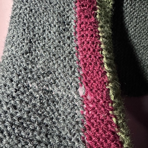 Gray, Green and Burgundy Women's Shawl - Picture 4 of 7